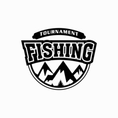 outdoors fishing logo. mountain vector
