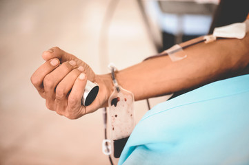 Donors are donating blood to the hospital : the concept of medical giving