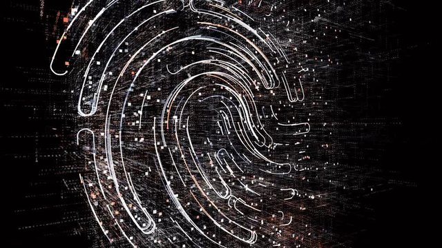 4k fingerprint scan identity security data encryption logo tag cloud;binary computer code.The Matrix binary text design animation;changing from zero to one digits;abstract tech background.