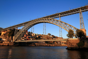 Fototapeta na wymiar The Dom Luis I Bridge across the River Douro in Porto