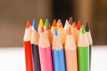 Colour pencils against white background