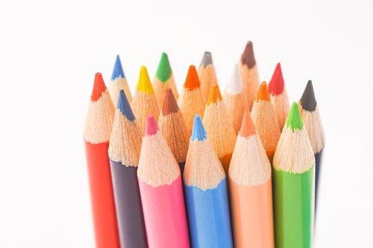 Colour pencils against white background