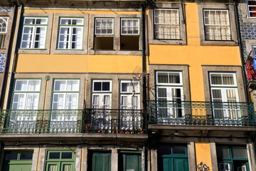 Traditional facades, Colorful architecture in the Old Town of Porto