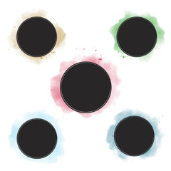 colorful watercolor badge banner collection eps10 v