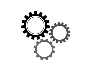 Vector illustration of gears with on the white background template. Gear vector icon. Web design icon. Gears and cogs symbol. Space for gear text.