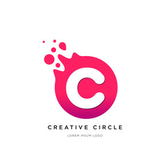 Dots Letter C Logo. C Letter Design Vector with Dots