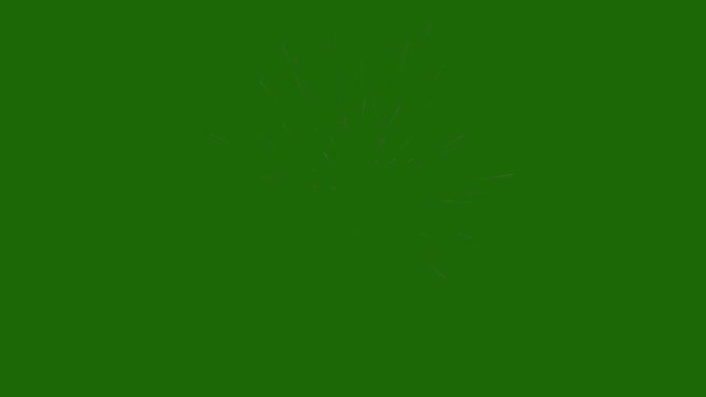 Consecutive explosion of fireworks of different colors on green screen. Spider rocket firework on chroma key. Lights show celebration. Pyrotechnic concept. Abstract animation  4k