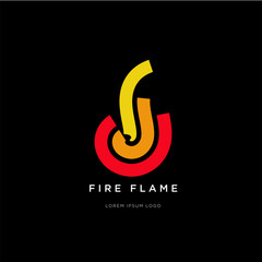 Fire and Flame Abstract Curve Logo on Black Bacgkround