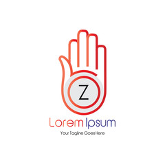 Letter Z in the palm of the logo design for a business company
