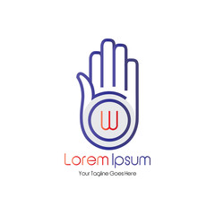 Letter W in the palm of the logo design for a business company