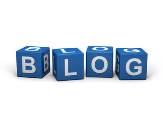 The word BLOG out of blue letter dices