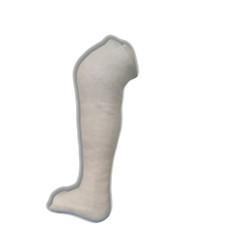 Model Long leg cast plaster white background.