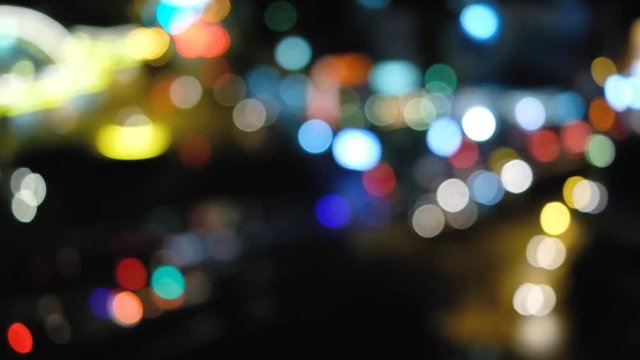 Bokeh background in city with lights, Blurry photo at night time.