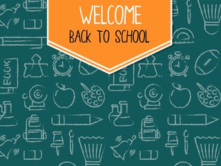 Back to school poster template, vector illustration
