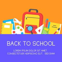 Back to school poster template, vector illustration