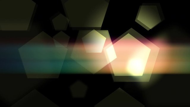 Smooth abstaract pentagons animation background on the dark. 2d animation with seamless loop.