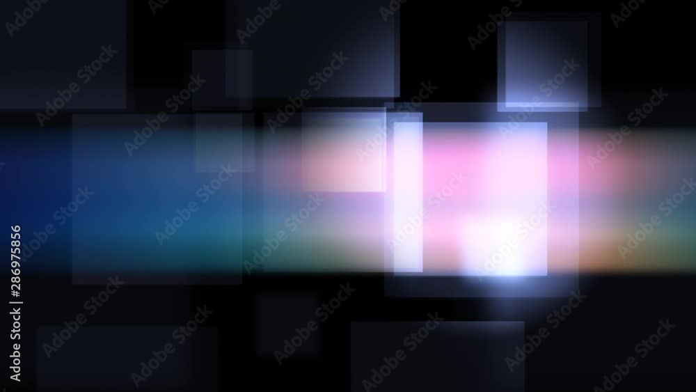 Poster exciting 2d animation rendering of dark background with motion of glittering violet squares. it look