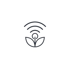 Flower. The scent of a flower is like wi-fi. Vector linear icon on a white background.