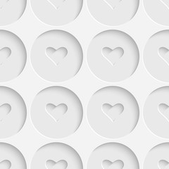 Seamless Hearts Background. Vector White Pattern