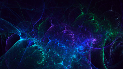3D rendering multicolored abstract fractal on black background