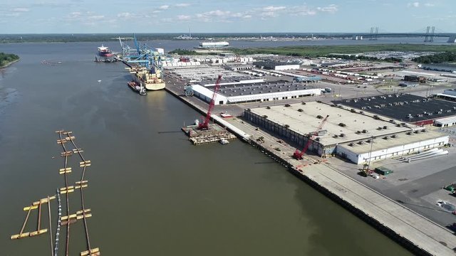 Aerial View of Port of Wilmington Delaware - Christina and Delaware Rivers
