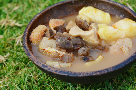 Typical aymara soup made with chuno.