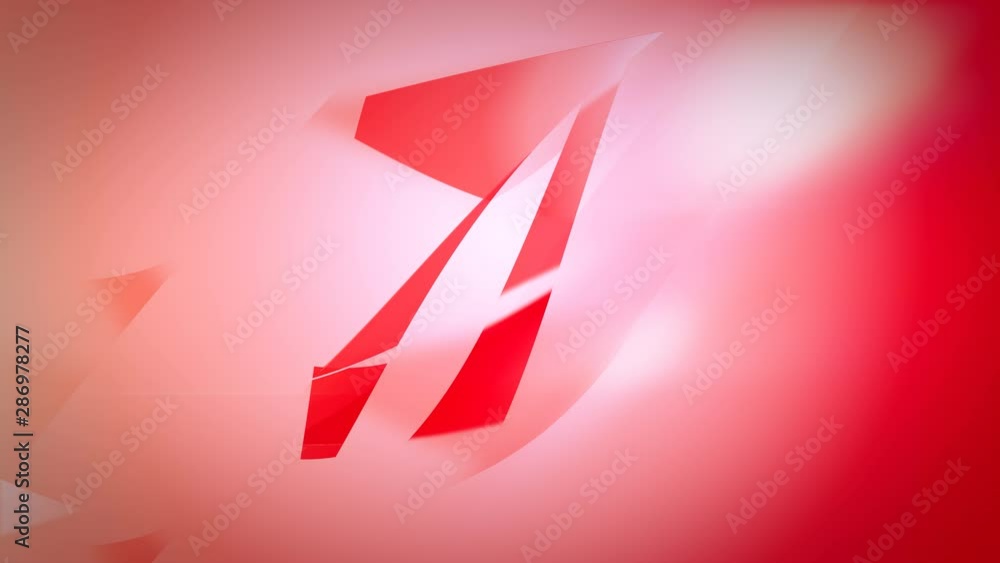 Poster red colored 3d render of moving bended lines in slow motion background. seamless loop.