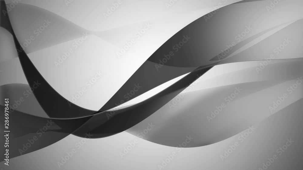 Poster 3d rendering of black and white video with curved in light moving and seamless loop. good for strict