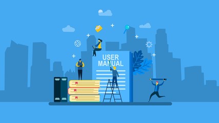 Website or landing page of Document specification requirements with Tiny People Character Concept Vector Illustration, Suitable For web landing page,Wallpaper, Background, Card, banner,