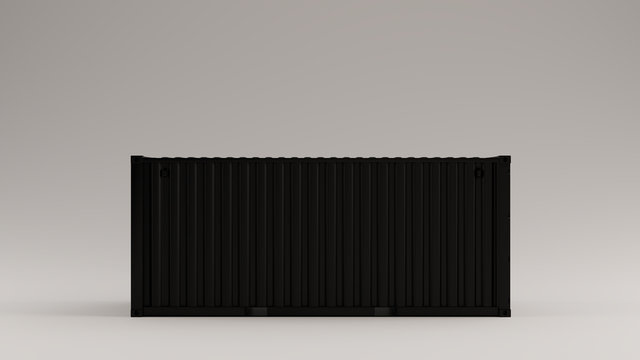 Black Intermodal Cargo Container Side View 3d illustration 3d render