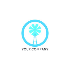 Farm House concept logo, windmill in the garden