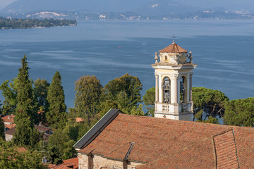 The beautiful Church of Santa Margherita in Meina, overlooking the Lake Maggiore, Novara, Italy