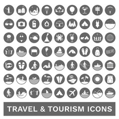 Tourism, travel and outdoor icons. Vector.
