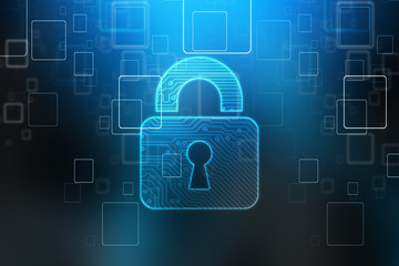 2d illustration Safety concept: Closed Padlock on digital background