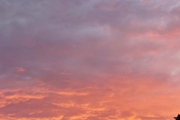 Naklejka na ściany i meble Beautiful clouds pink sunset summer evening beauty