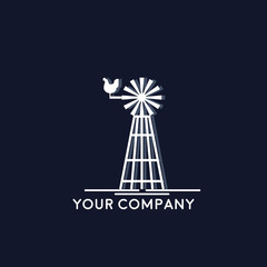 Farm House concept logo, windmill in the garden