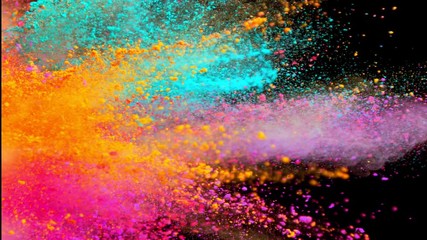 Super Slow Motion Shot of Color Powder Explosion Isolated on Black Background at 1000fps. Shooted with High Speed Cinema Camera at 4K.