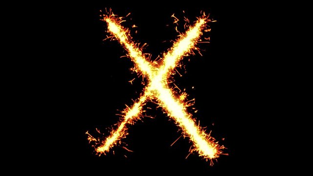 Alphabet X Text Sparkler Writing With Glitter Sparks Particles Firework on Black 4K Loop Background. letter , alphabet , typography , Typeface , Font , character .