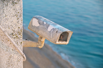 Old security cctv camera.