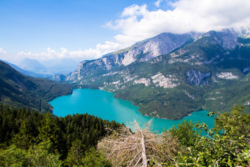 View of Molveno Lake in Italy