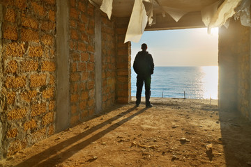 Silhouette of free man.