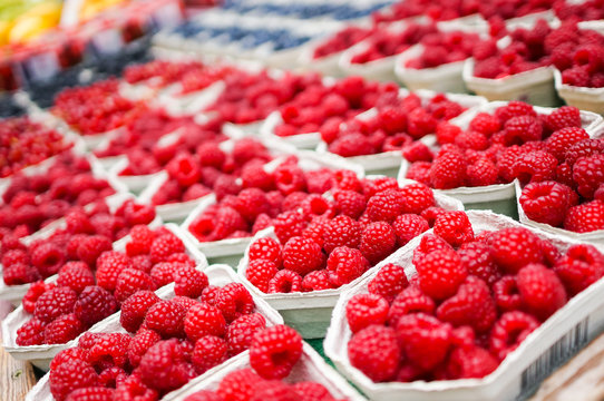 Raspberry at fruit vendor ready for sell