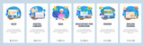 Mobile app onboarding screens. Online college degree, internet education, online course. Menu vector banner template for website and mobile development. Web site design flat illustration