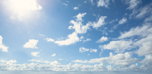 Blue sky clouds background. Beautiful landscape with clouds on sky