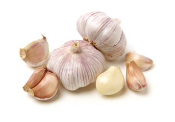 fresh garlic isolated on white background 
