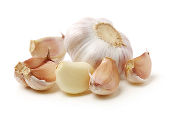 fresh garlic isolated on white background 