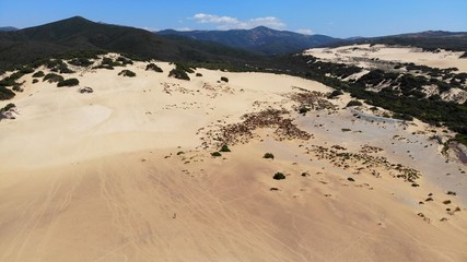 Vue aérienne, Spiaggia di Piscinas, Costa Verde, Sardaigne, Italie