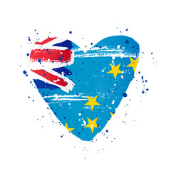 Obraz premium Tuvalu flag in the form of a big heart.