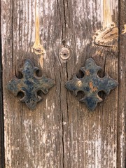old wooden door handle