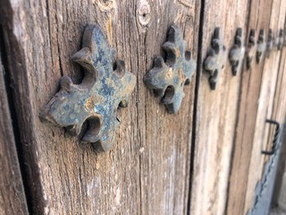 hinge on old wooden door